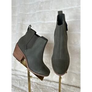 Tom’s Everly Olive size 6 Tarmac Oiled Nubuck Bootie Gore Pull On Green Boot